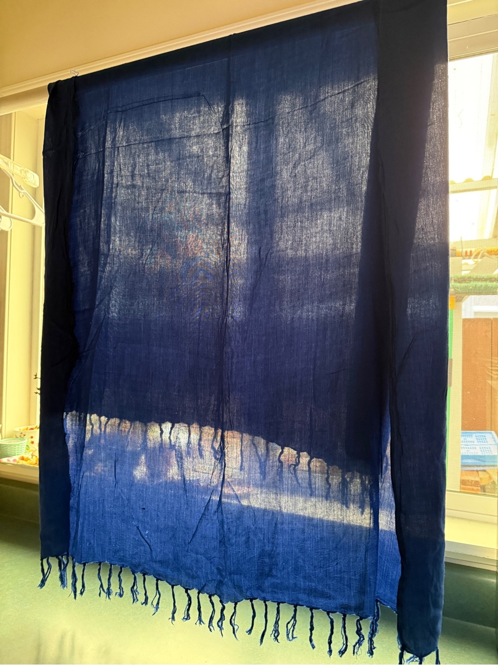 Blue Lightweight Sarong/ Scarf / Shawl with Fringe